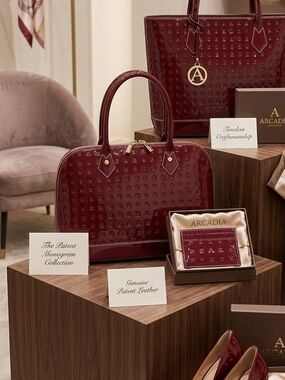 Arcadia Italian Patent Leather Burgundy Satchel Bag